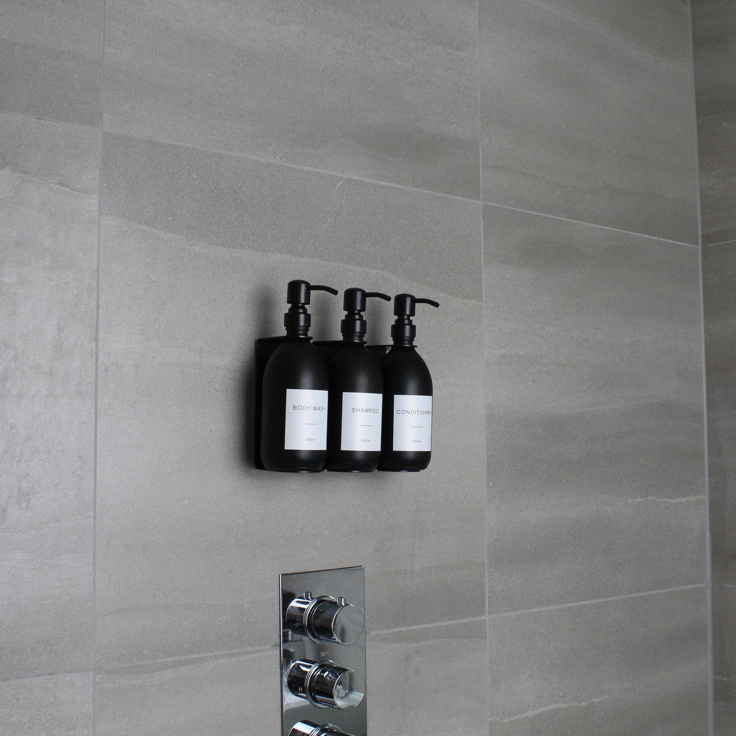Namie Black Wall Bracket & Matte Black Dispenser Set