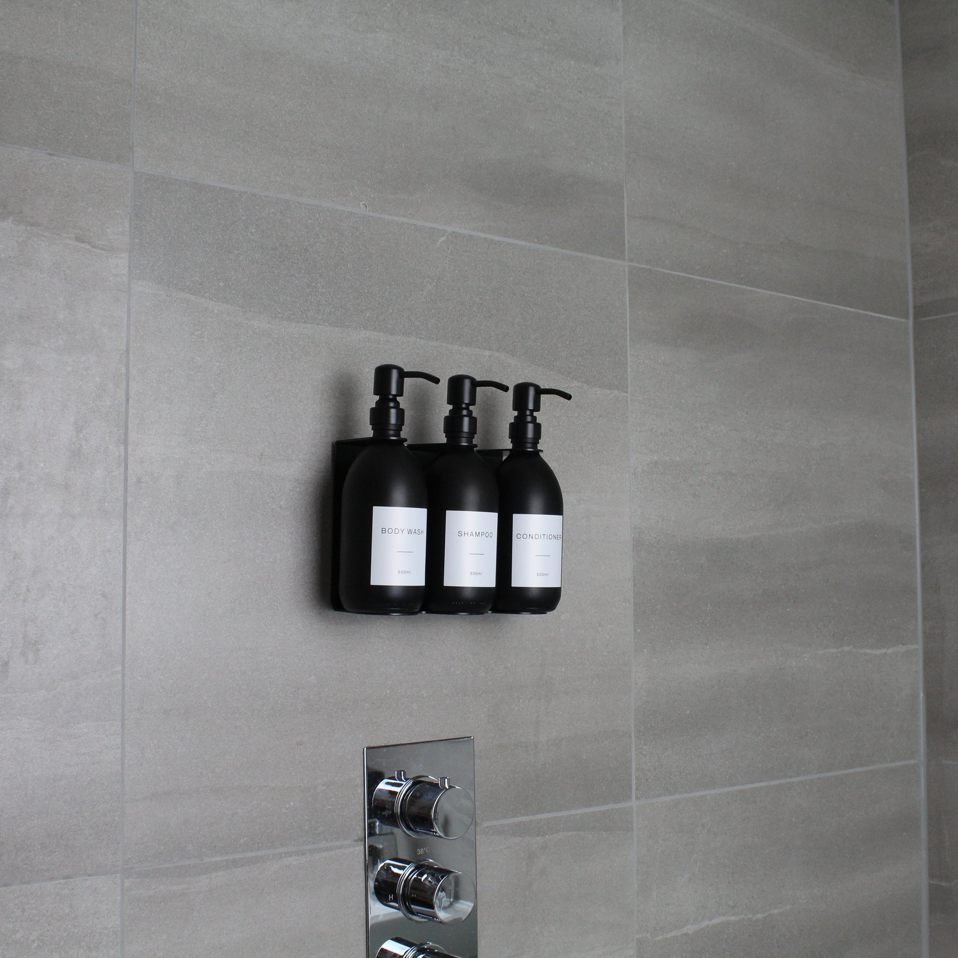 Namie Black Wall Bracket & Matte Black Dispenser Set