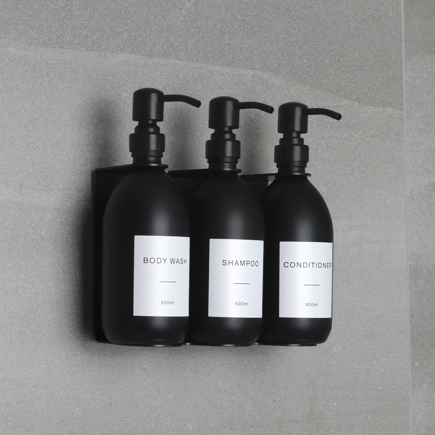 Namie Black Wall Bracket & Matte Black Dispenser Set