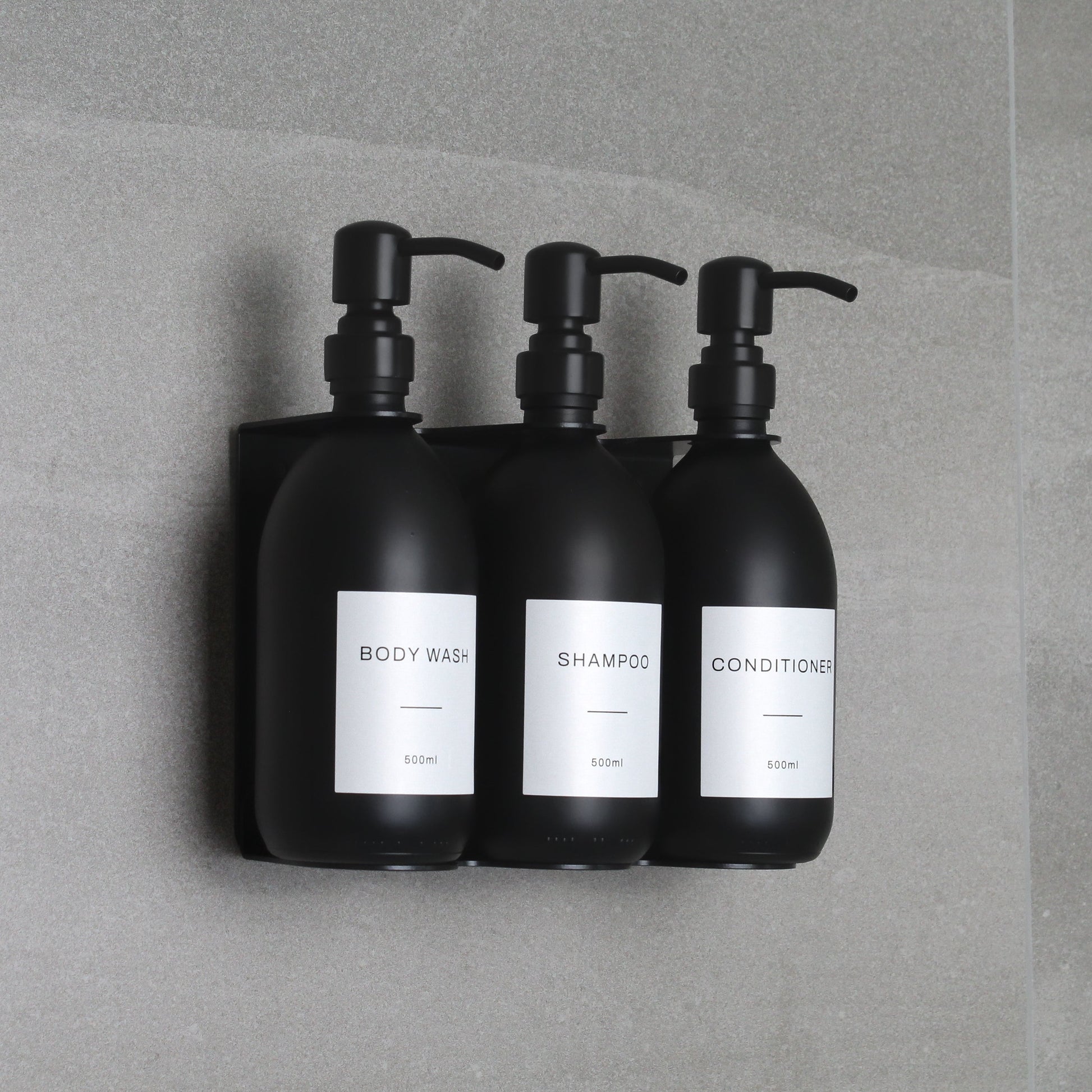 Namie Black Wall Bracket & Matte Black Dispenser Set