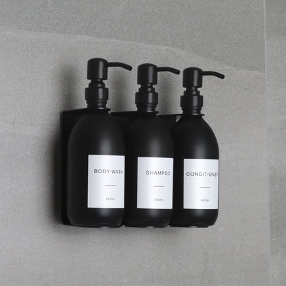 Namie Black Wall Bracket & Matte Black Dispenser Set