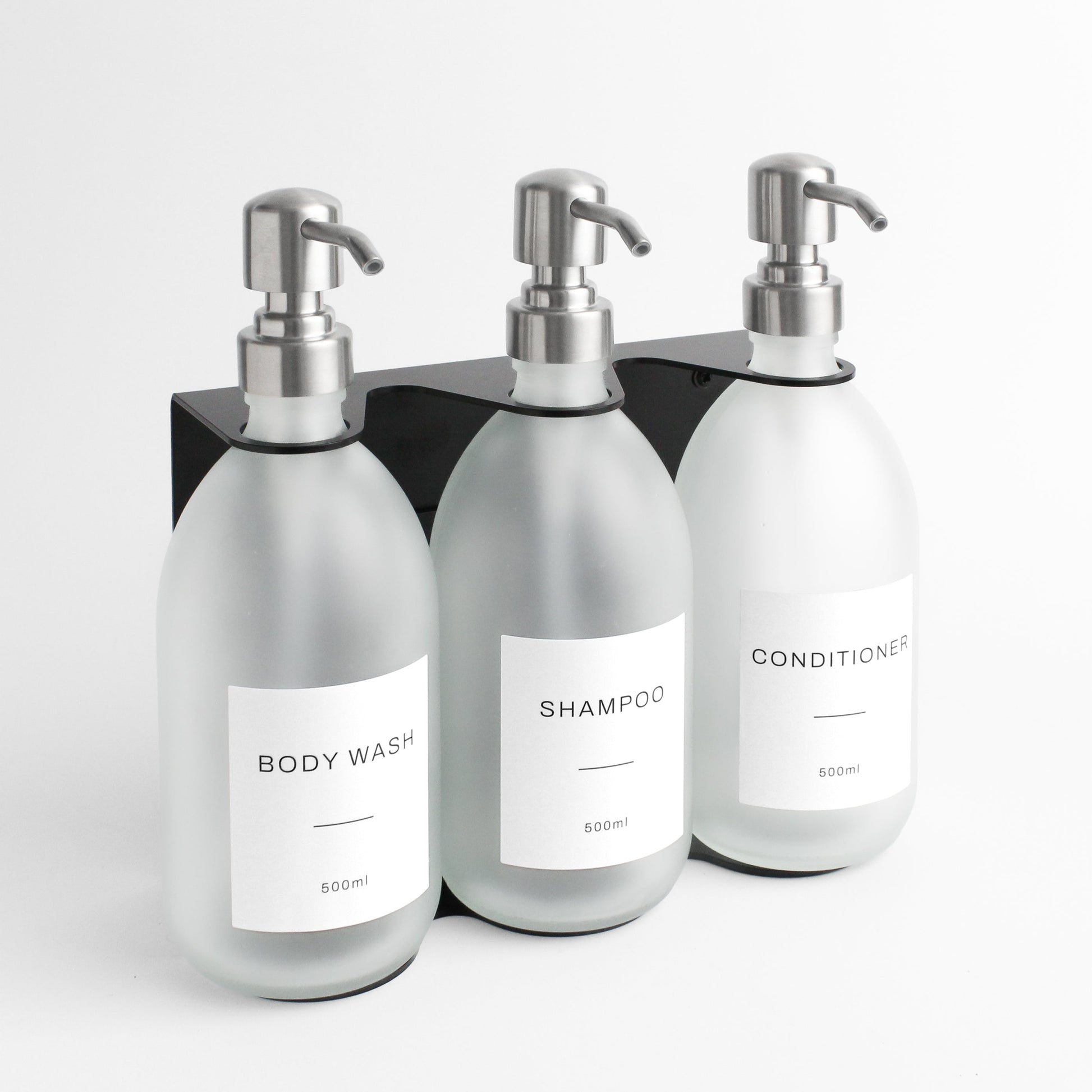 Namie Black Wall Bracket & Frosted White Glass Dispenser Set