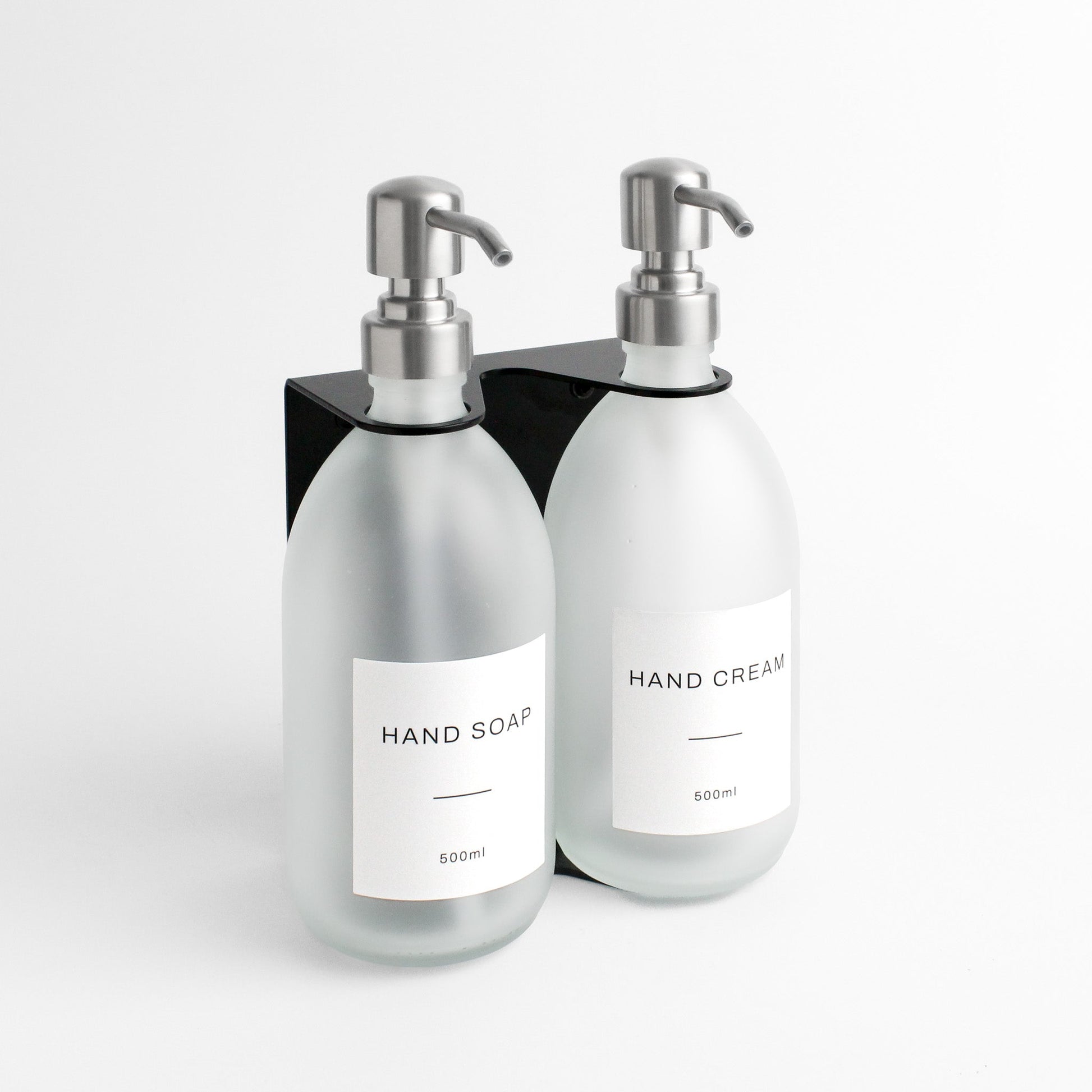 Namie Black Wall Bracket & Frosted White Glass Dispenser Set