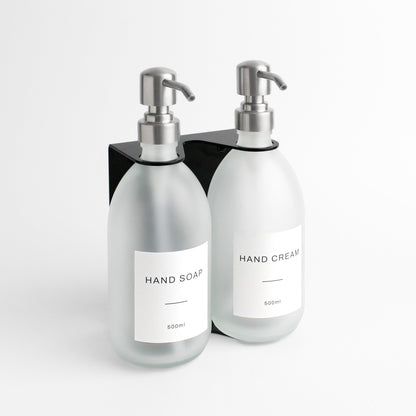 Namie Black Wall Bracket & Frosted White Glass Dispenser Set
