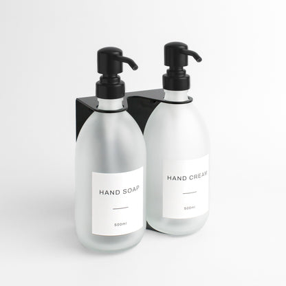 Namie Black Wall Bracket & Frosted White Glass Dispenser Set