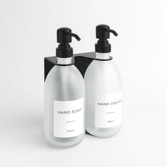 Namie Black Wall Bracket & Frosted White Glass Dispenser Set