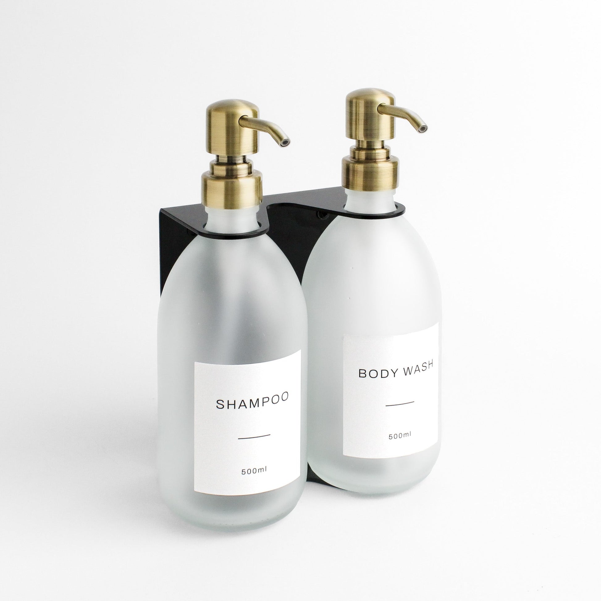 Namie Black Wall Bracket & Frosted White Glass Dispenser Set