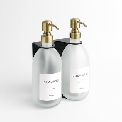 Namie Black Wall Bracket & Frosted White Glass Dispenser Set