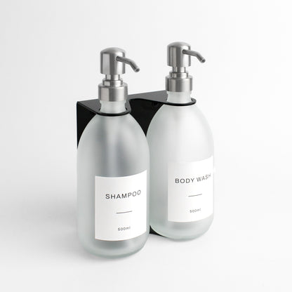 Namie Black Wall Bracket & Frosted White Glass Dispenser Set