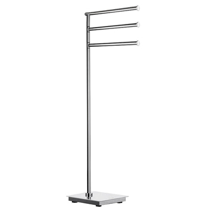 Smedbo Outline Lite FK604 Freestanding Polished Steel Towel Stand — 3 Swivel Arms, Square Base, 78 cm Tall
