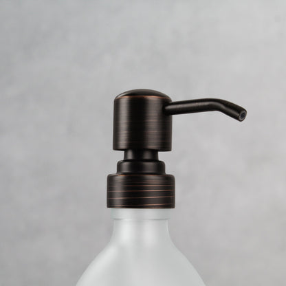 Namie Frosted White Glass Soap Dispenser Double Set with Acacia Wood Tray
