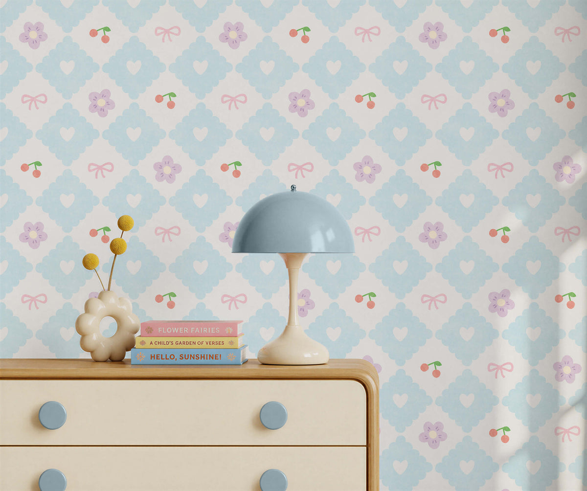 Bobbi Beck Fetch Cherry and Bow Wallpaper