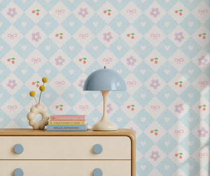 Bobbi Beck Fetch Cherry and Bow Wallpaper