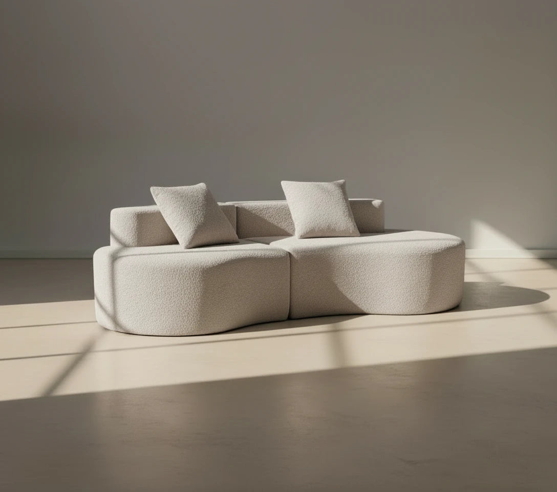 Cirrus Curve Modular Sofa - Sculptural Bouclé Boneless Design