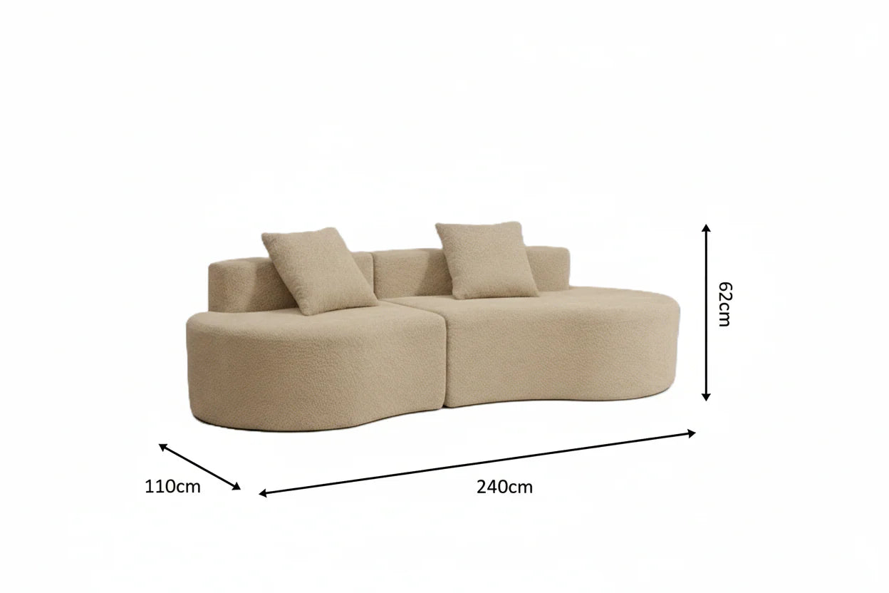 Cirrus Curve Modular Sofa - Sculptural Bouclé Boneless Design