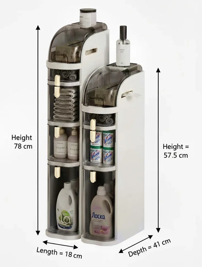 Bathroom Narrow Gap Storage Cabinet | 4-Shelf Floor Unit, Locking