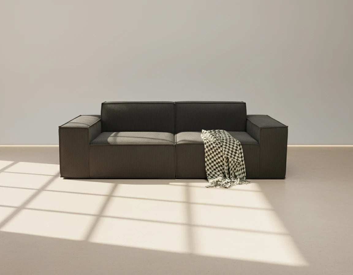 Urban Contour Modular Sofa - Dark Grey Bouclé Channel Tufted