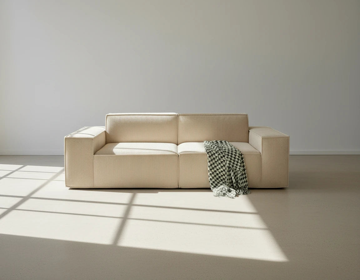 Urban Contour Modular Sofa - Dark Grey Bouclé Channel Tufted