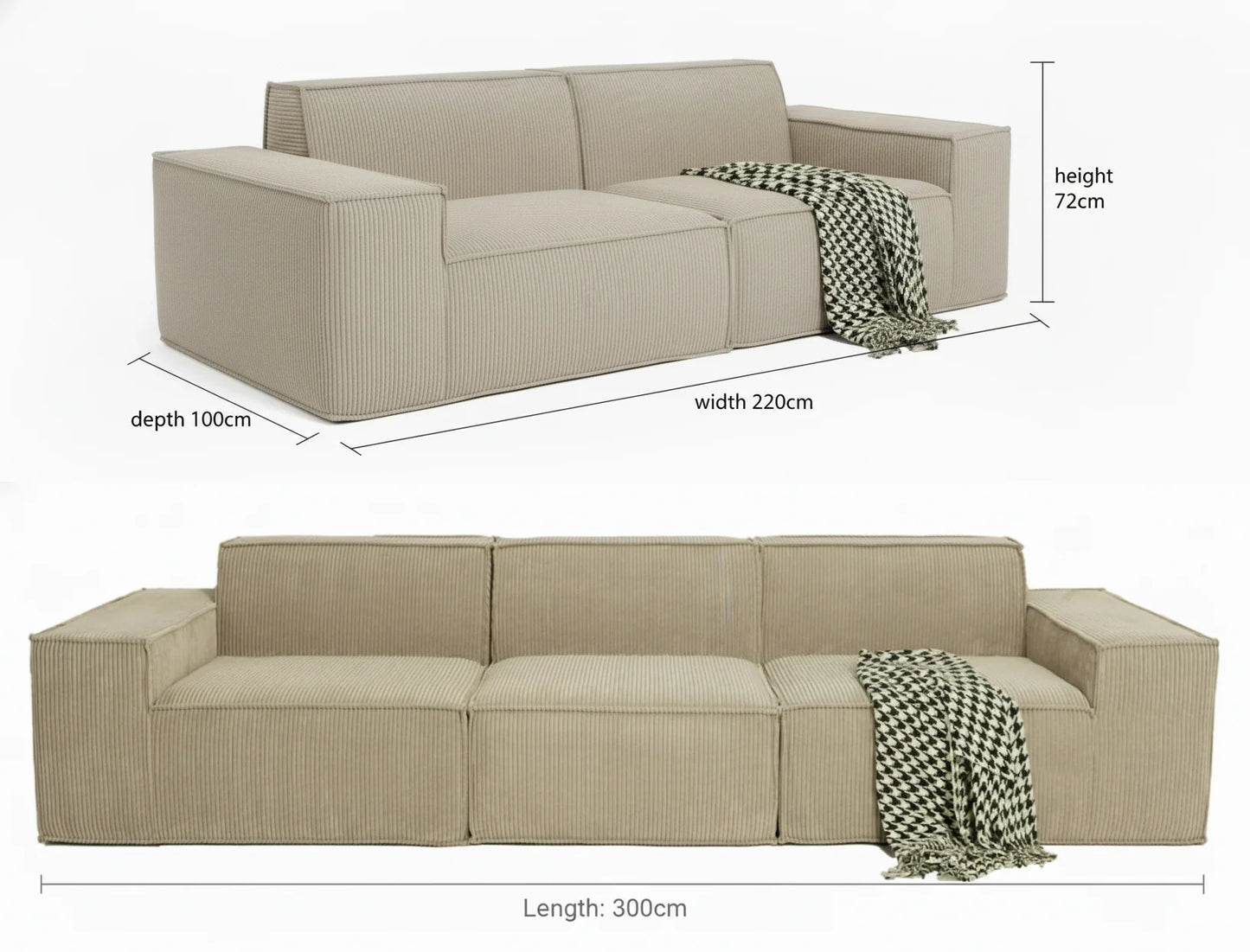 Urban Contour Modular Sofa - Dark Grey Bouclé Channel Tufted