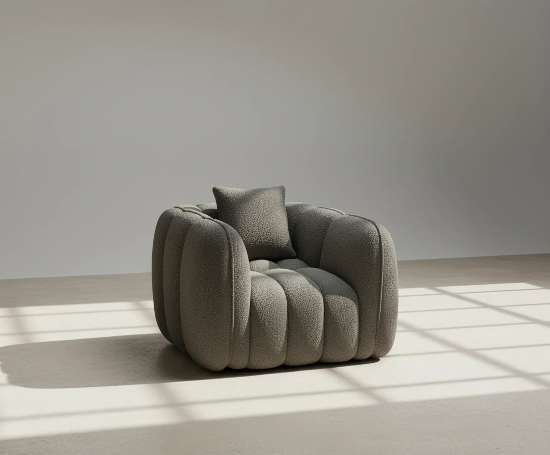 Cloud Comfort Bouclé Armchair - Terracotta Channel Tufted
