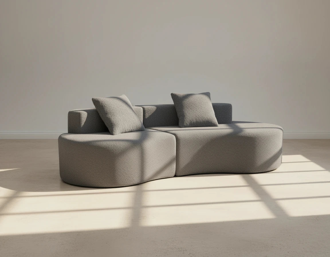 Cirrus Curve Modular Sofa - Sculptural Bouclé Boneless Design