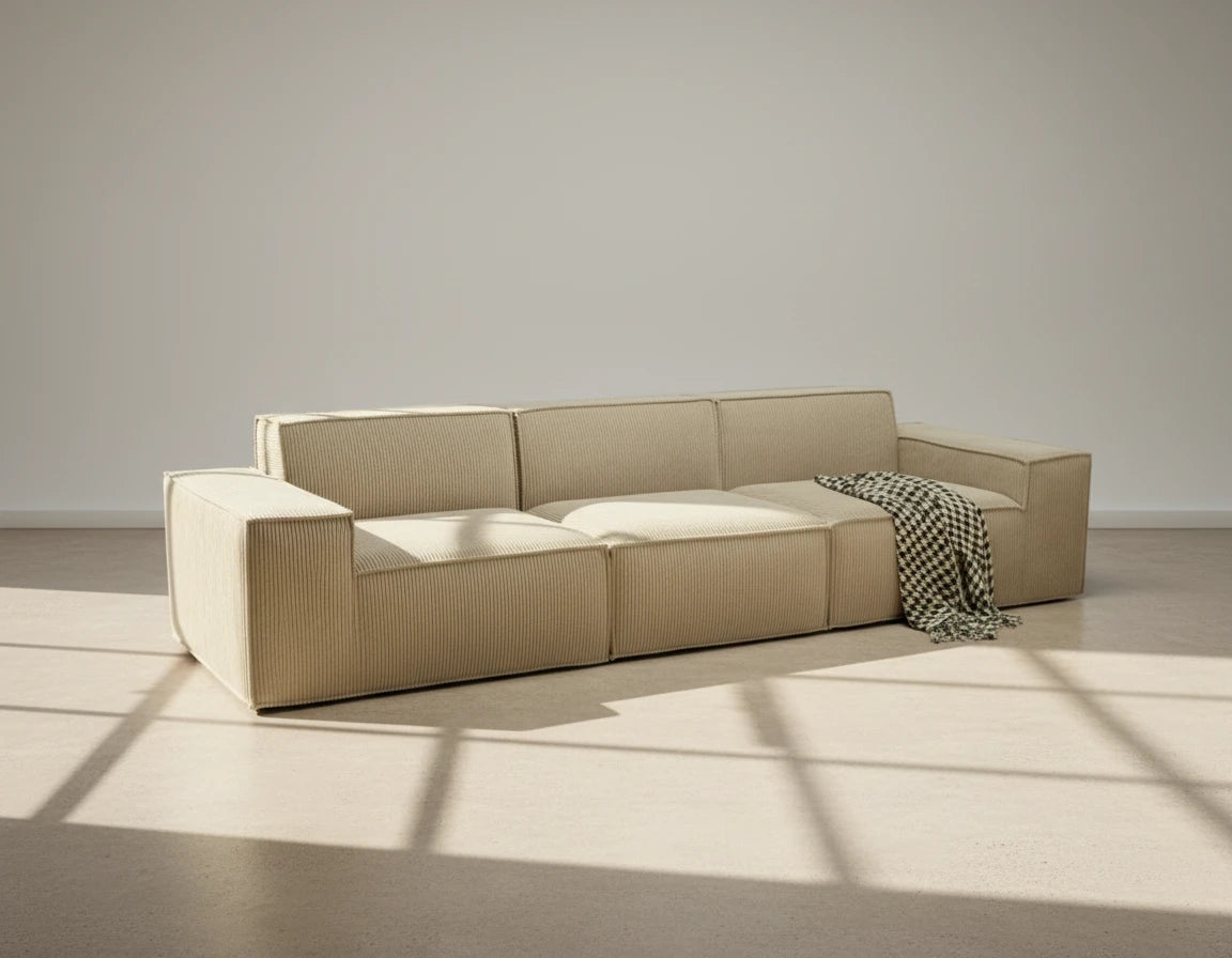 Urban Contour Modular Sofa - Dark Grey Bouclé Channel Tufted