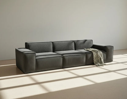 Urban Contour Modular Sofa - Dark Grey Bouclé Channel Tufted