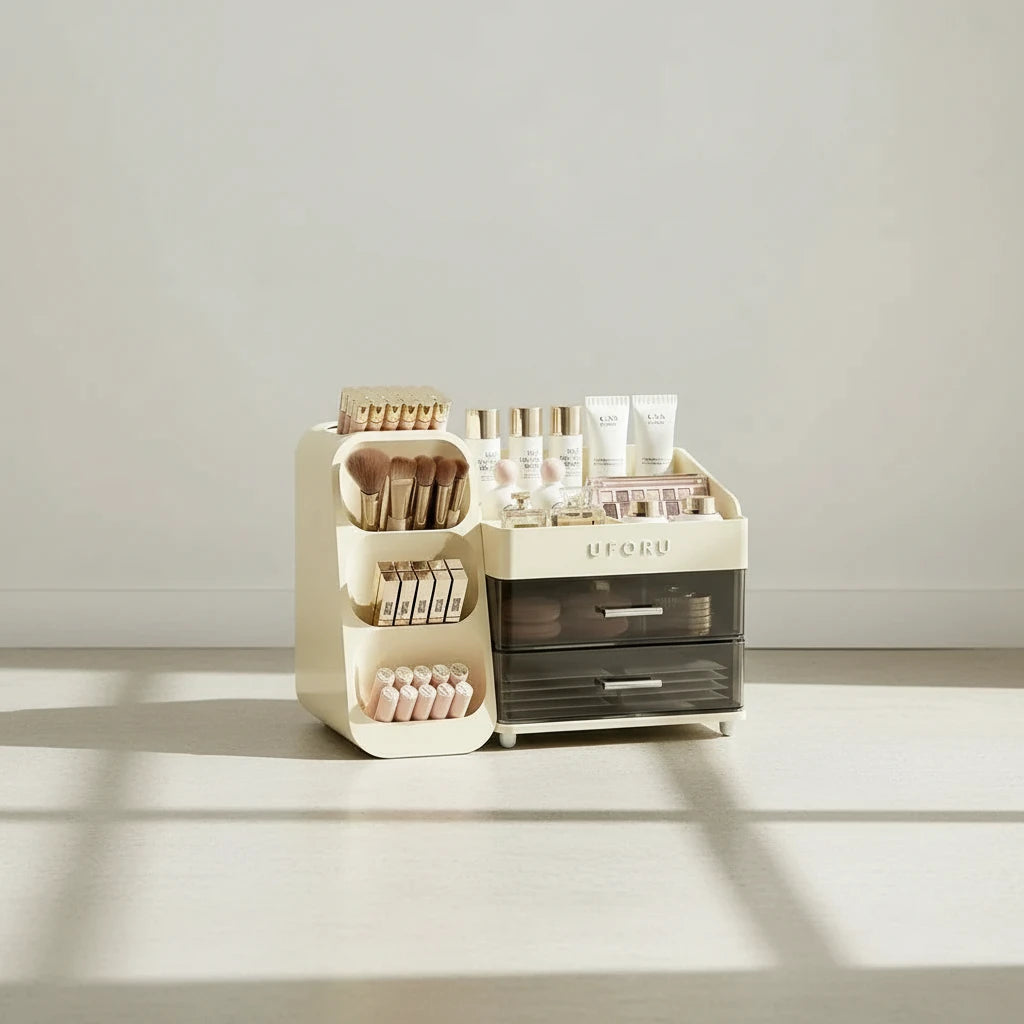 Dustproof Bathroom Makeup Storage Box - Modern Elegance Multi-Layer Organiser