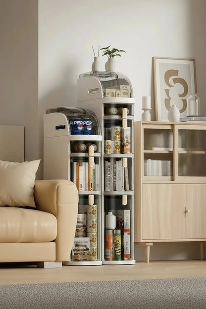Bathroom Narrow Gap Storage Cabinet | 4-Shelf Floor Unit, Locking