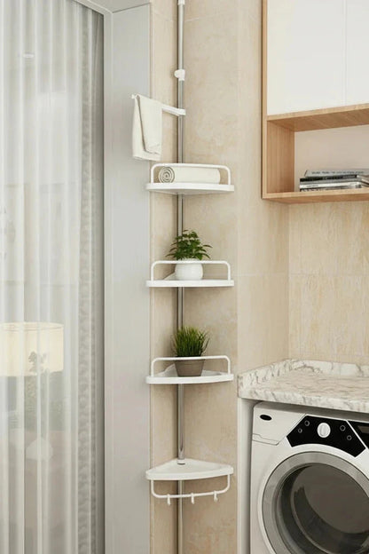 Triangle Telescopic Corner Shower Rack - 4-Tier Space-Saving Storage