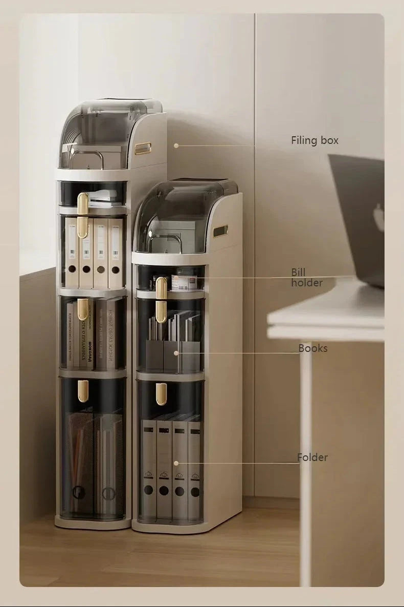 Bathroom Narrow Gap Storage Cabinet | 4-Shelf Floor Unit, Locking