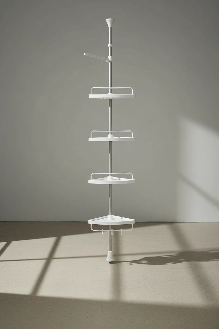 Triangle Telescopic Corner Shower Rack - 4-Tier Space-Saving Storage