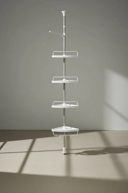 Triangle Telescopic Corner Shower Rack - 4-Tier Space-Saving Storage
