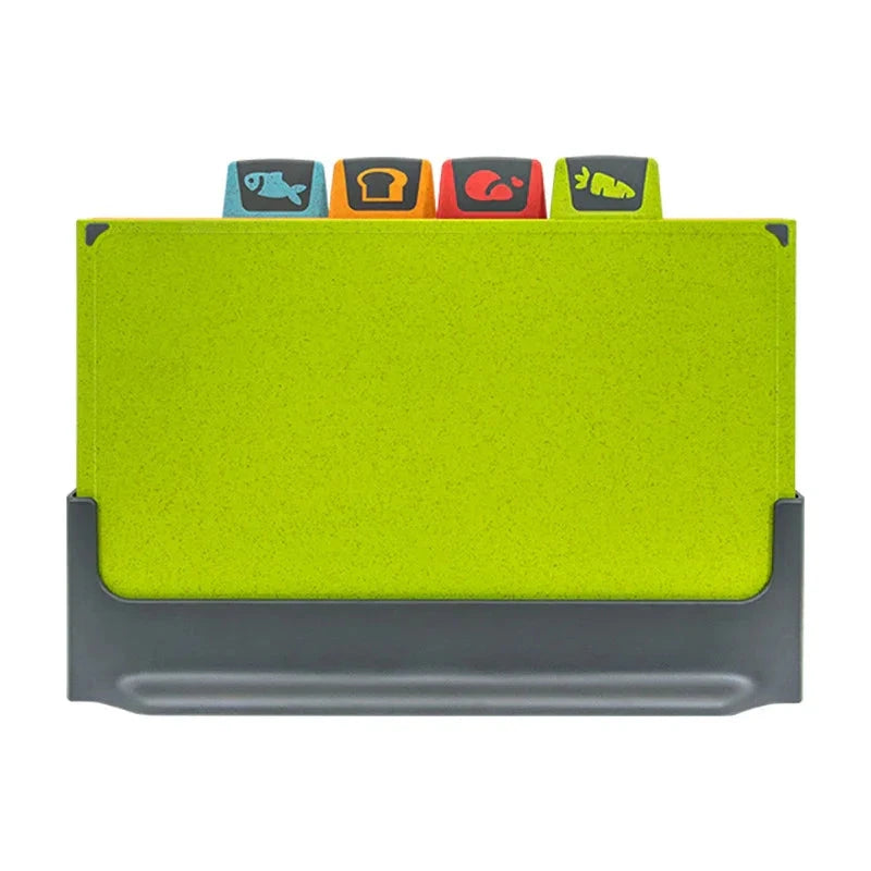 Green chopping board on a white background