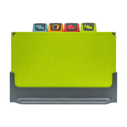 Green chopping board on a white background