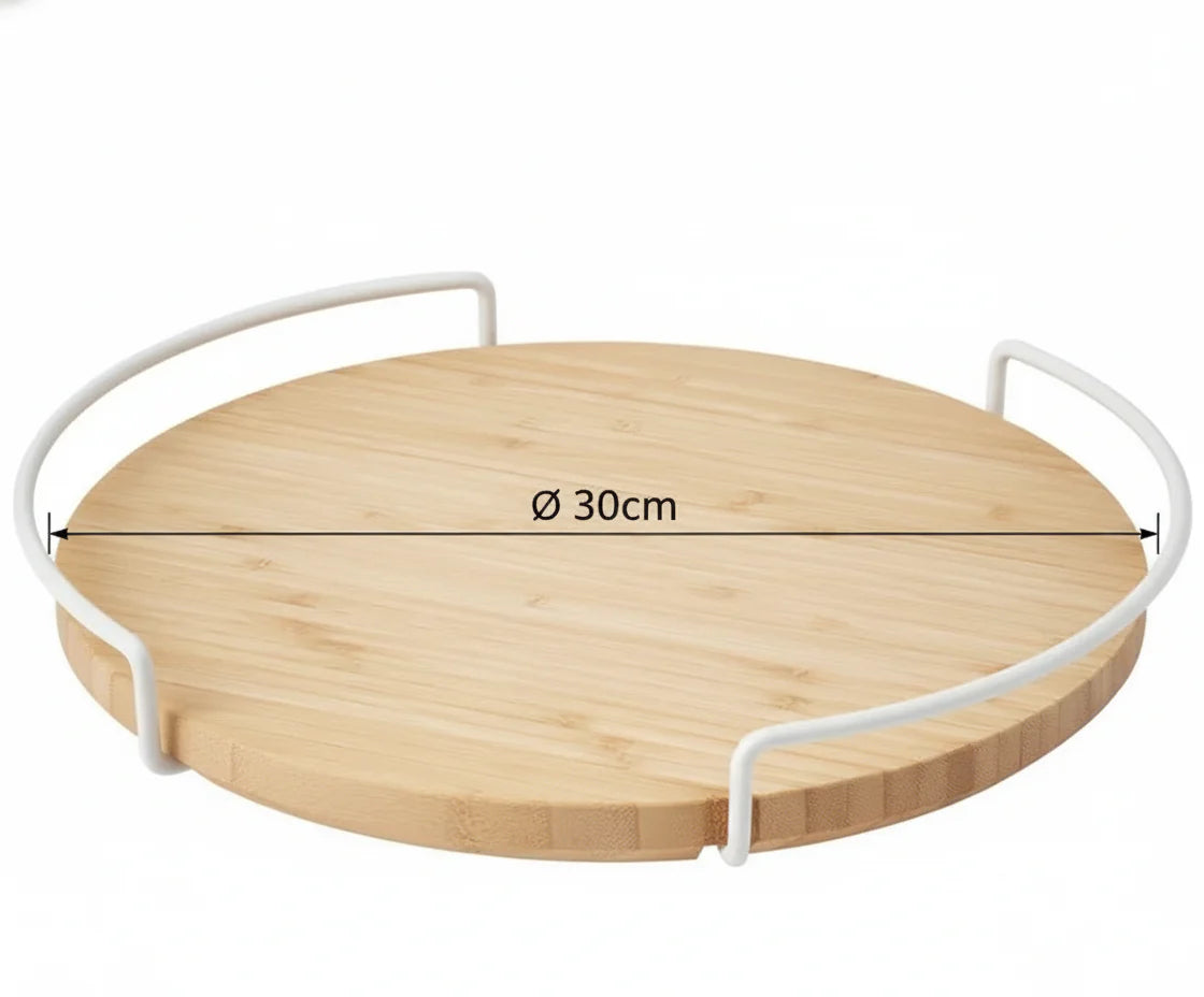 30cm Lazy Susan Wooden Spice Rack - 360-Degree Rotating Organiser
