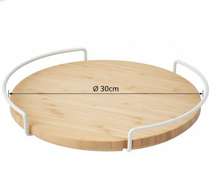 30cm Lazy Susan Wooden Spice Rack - 360-Degree Rotating Organiser