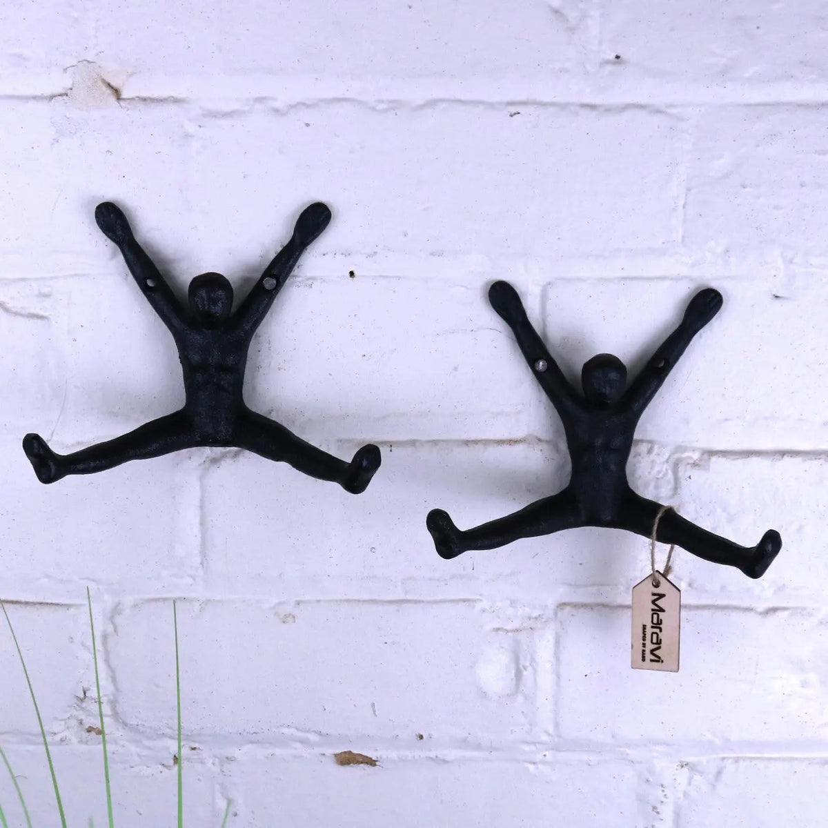 Haruni Black Metal Figure Coat Hooks, Set of 2