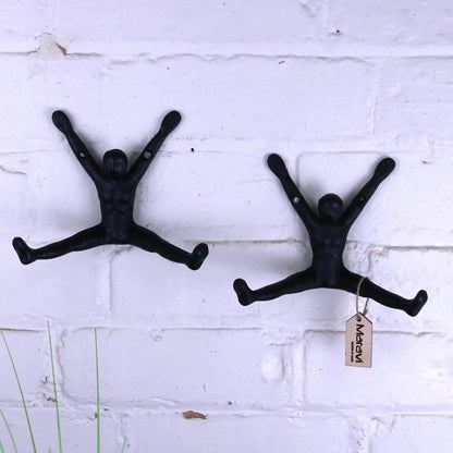 Haruni Black Metal Figure Coat Hooks, Set of 2