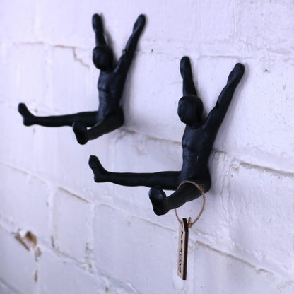 Haruni Black Metal Figure Coat Hooks, Set of 2