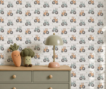 Bobbi Beck Harvest Tractor Stripe Wallpaper