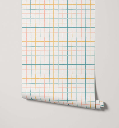 Bobbi Beck Hatch Hand-Drawn Check Wallpaper