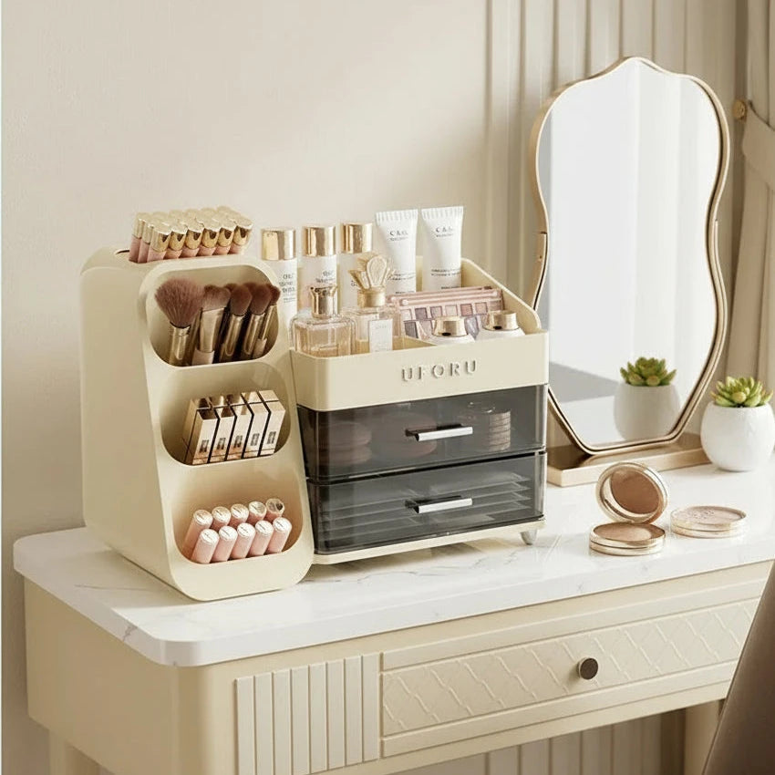 Dustproof Bathroom Makeup Storage Box - Modern Elegance Multi-Layer Organiser