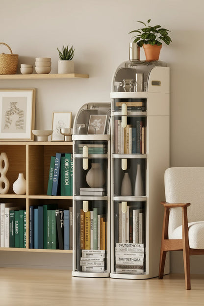 Bathroom Narrow Gap Storage Cabinet | 4-Shelf Floor Unit, Locking