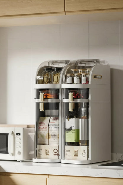 Bathroom Narrow Gap Storage Cabinet | 4-Shelf Floor Unit, Locking