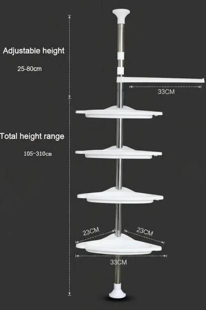 Triangle Telescopic Corner Shower Rack - 4-Tier Space-Saving Storage