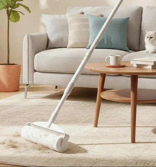 Floor-Length Sticky Lint Roller for Pet Hair and Dust Removal