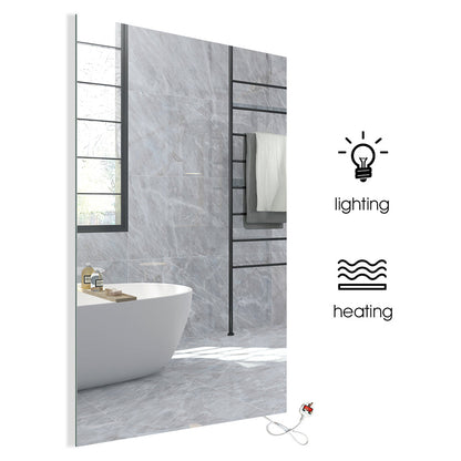 600 x 800mm LED Bathroom Mirror with 450W Infrared Heater – Dimmable CCT Colour Changing Lights, Plug and Play