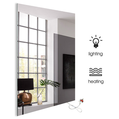 600 x 800mm LED Bathroom Mirror with 450W Infrared Heater – Dimmable CCT Colour Changing Lights, Plug and Play
