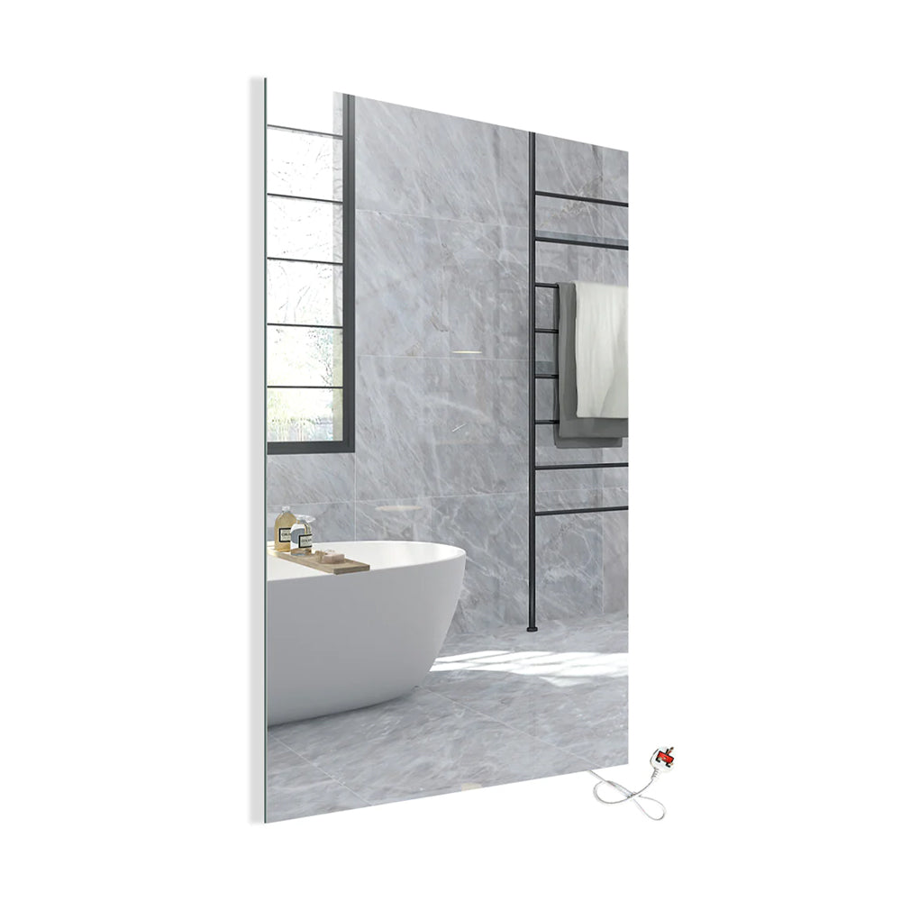 600 x 800mm LED Bathroom Mirror with 450W Infrared Heater – Dimmable CCT Colour Changing Lights, Plug and Play